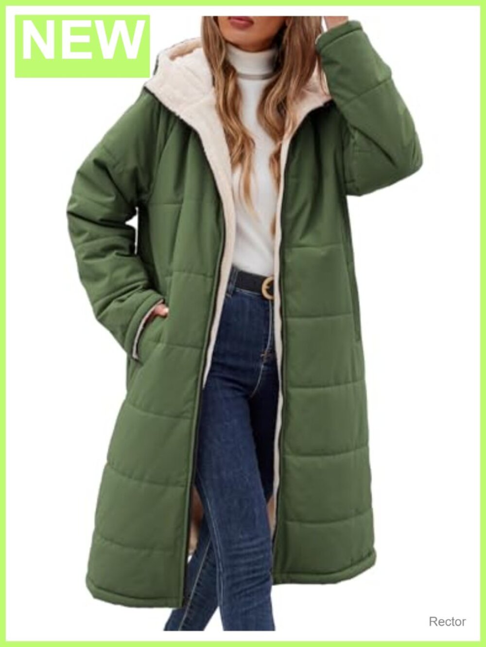 Women's Reversible Long Puffer Coat Hooded Fleece Lined Winter Jacket